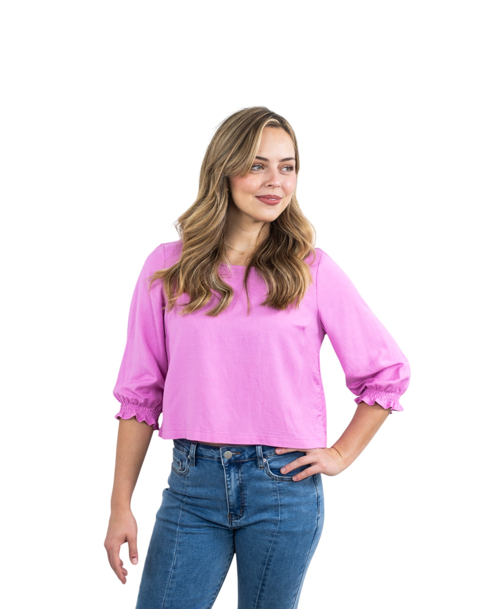 'Ruby' Linen Top - Pink
