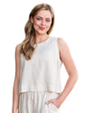 'Leah' Linen Tank Top - Natural