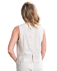'Leah' Linen Tank Top - Natural
