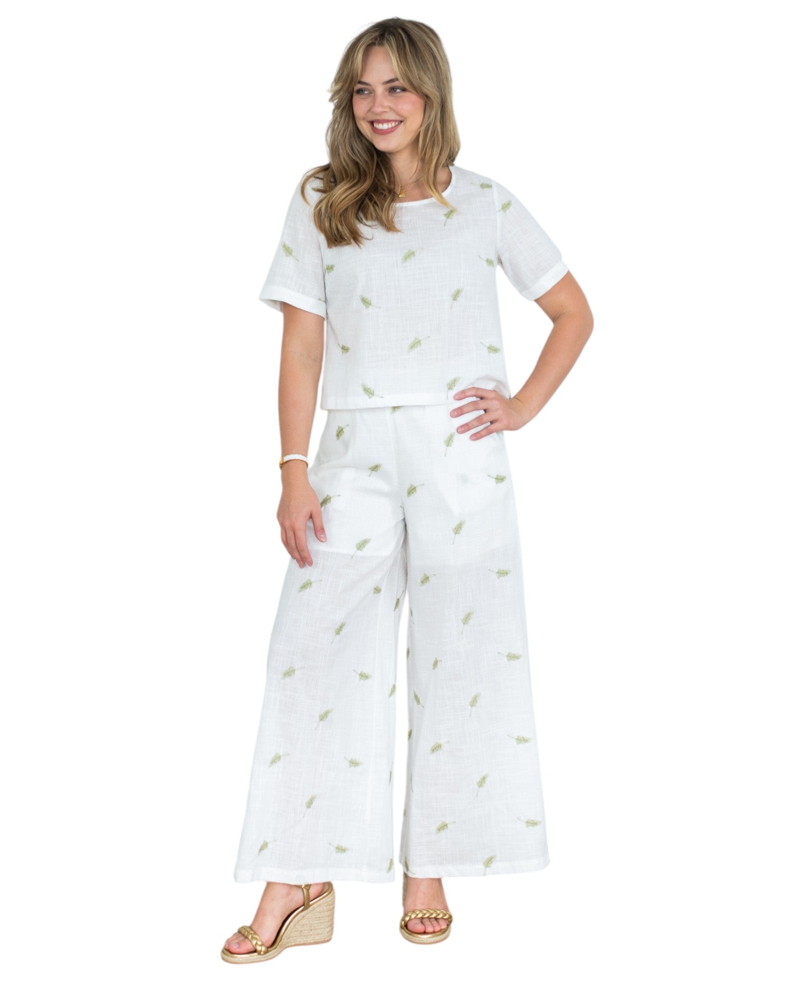 'Jenny' Linen Pant Set - White