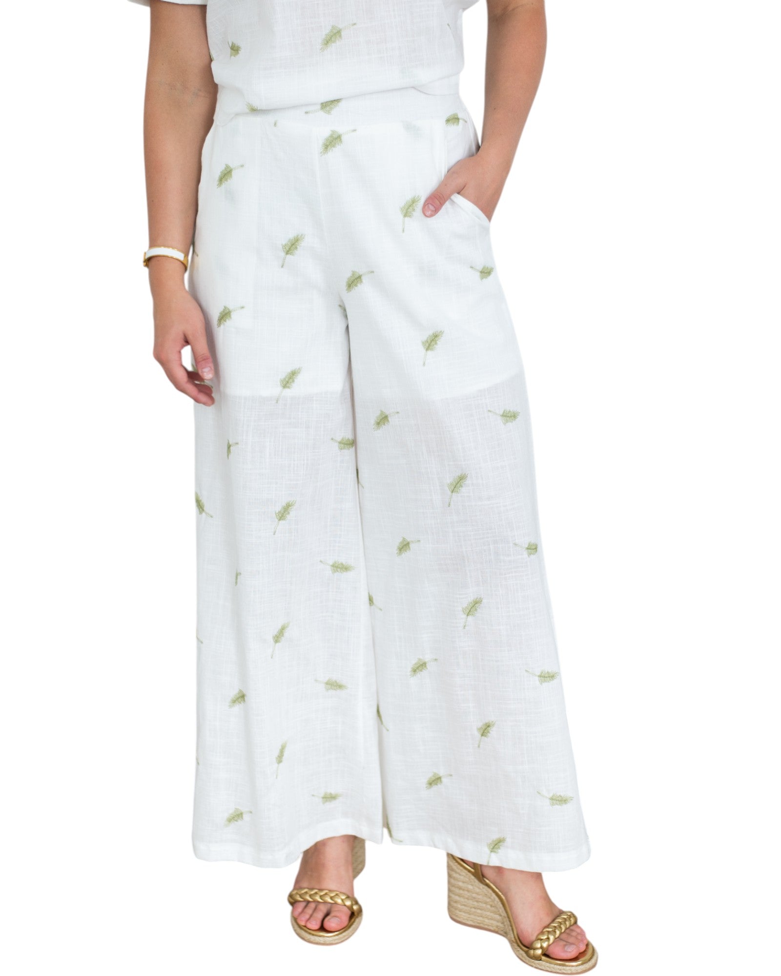 'Jenny' Linen Pant Set - White