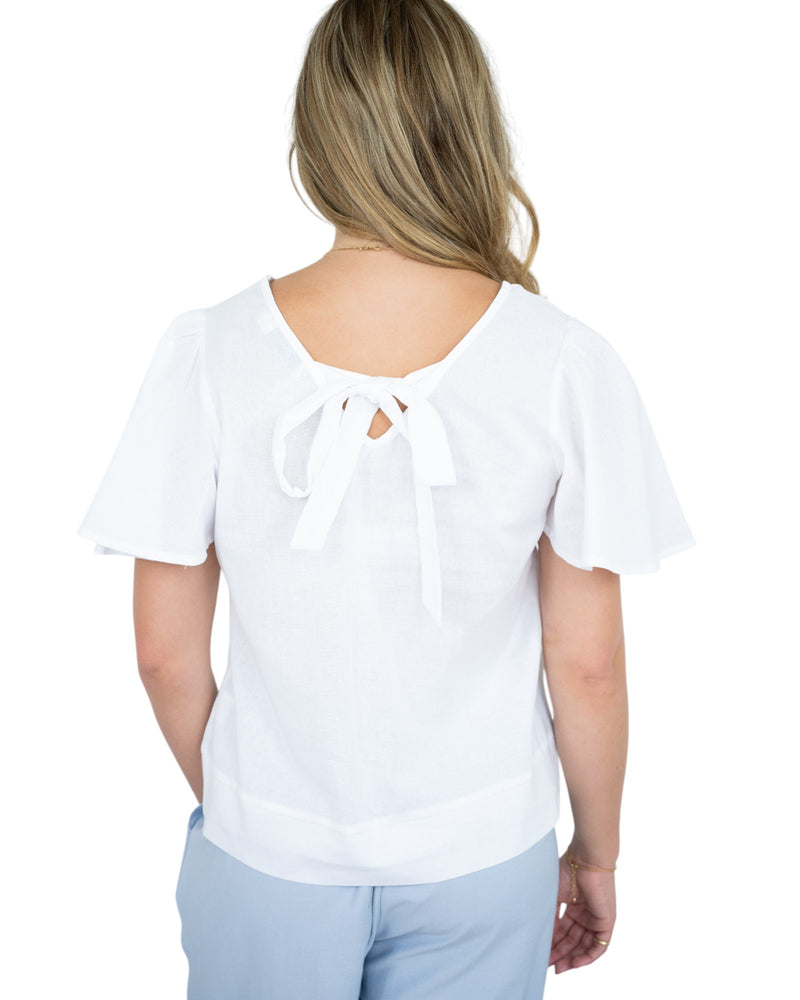'Tracey' Linen Top - White