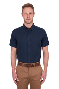 ‘Roger' Shortsleeve Linen Shirt - Navy