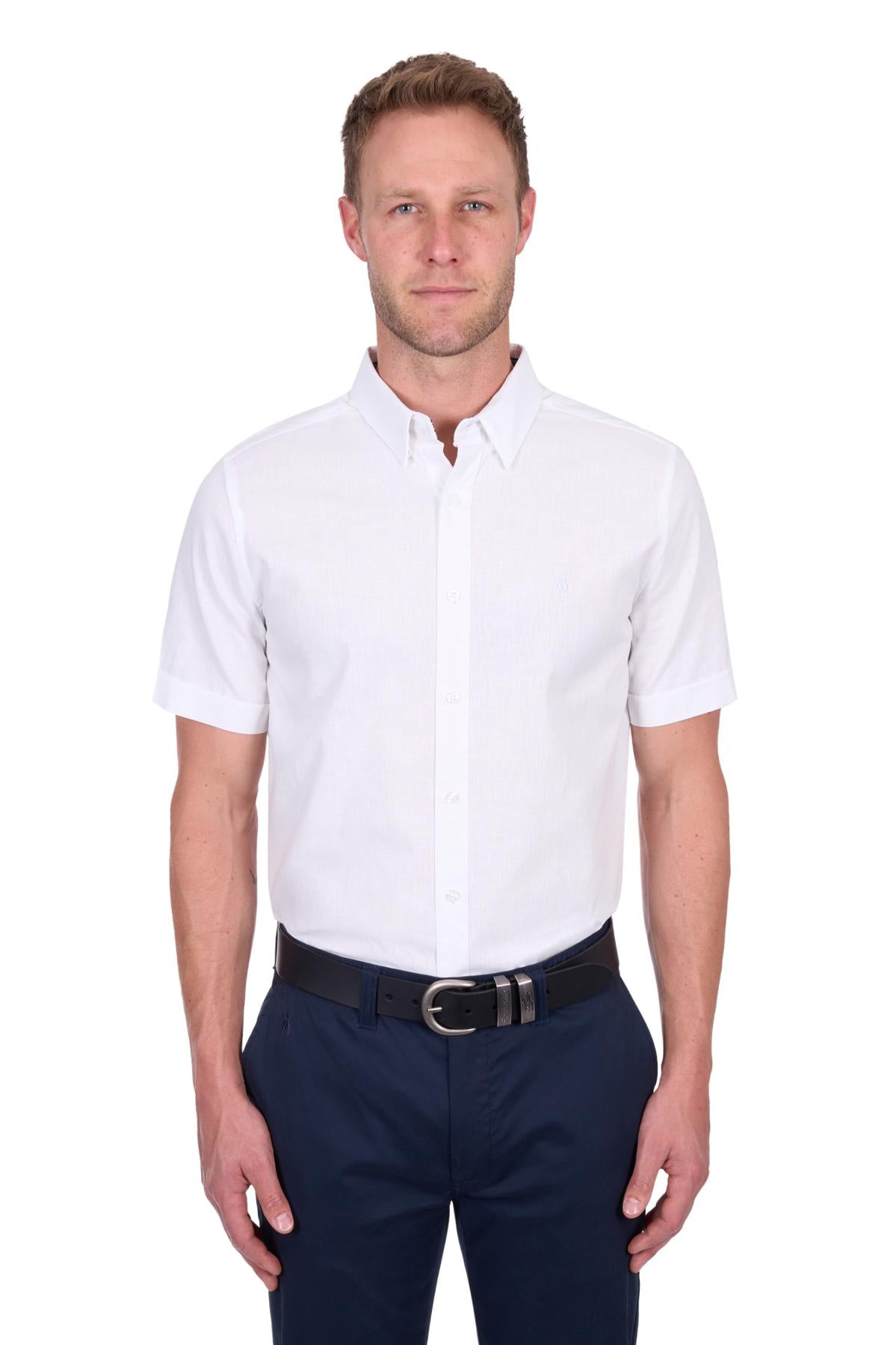 'Christopher' Shortsleeve Linen Shirt - White