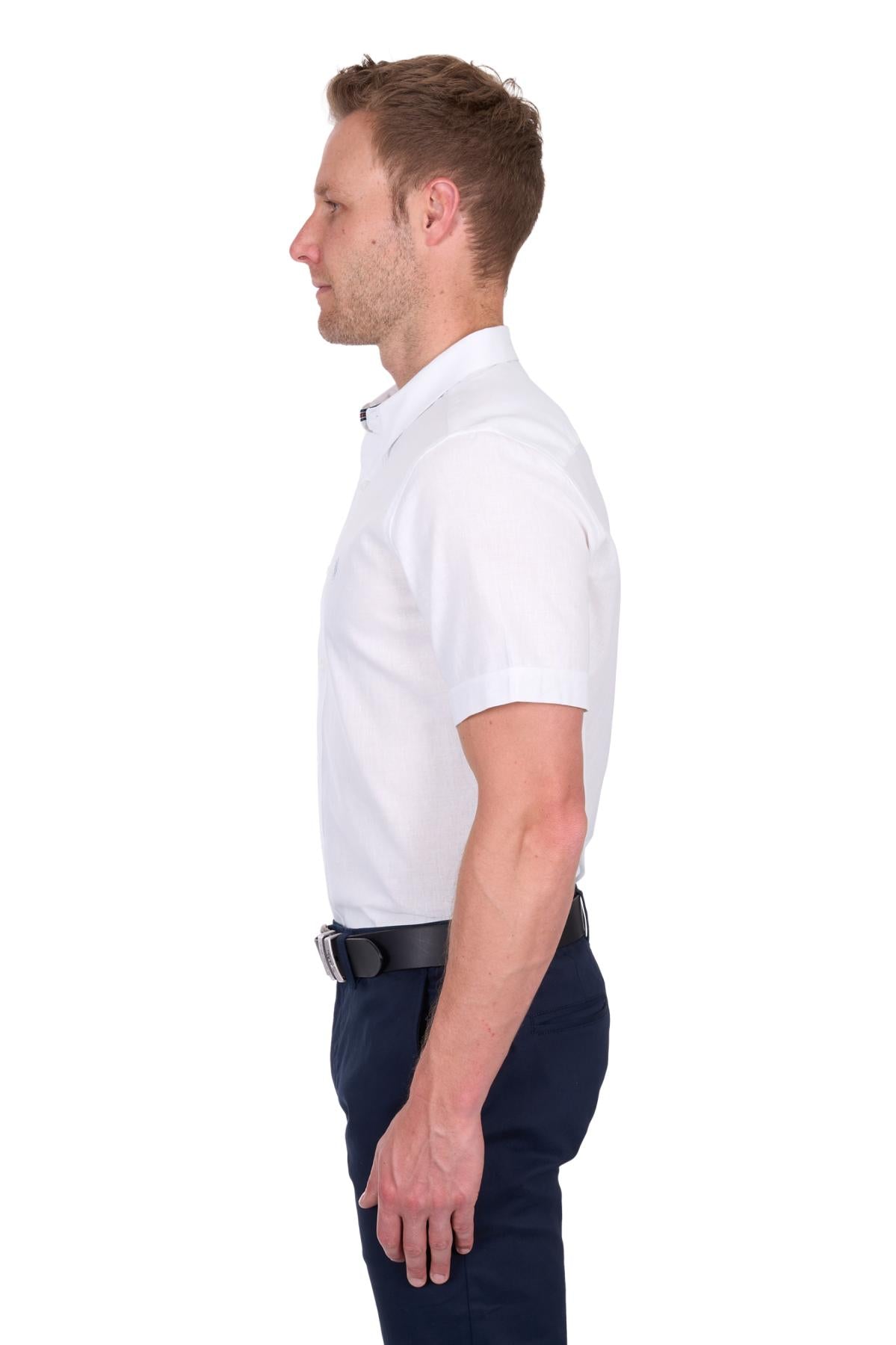 'Christopher' Shortsleeve Linen Shirt - White