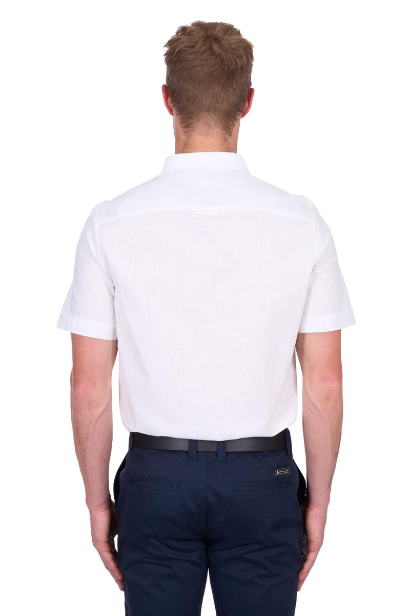 'Christopher' Shortsleeve Linen Shirt - White