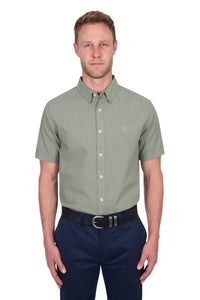'Christopher' Shortsleeve Linen Shirt - Sage