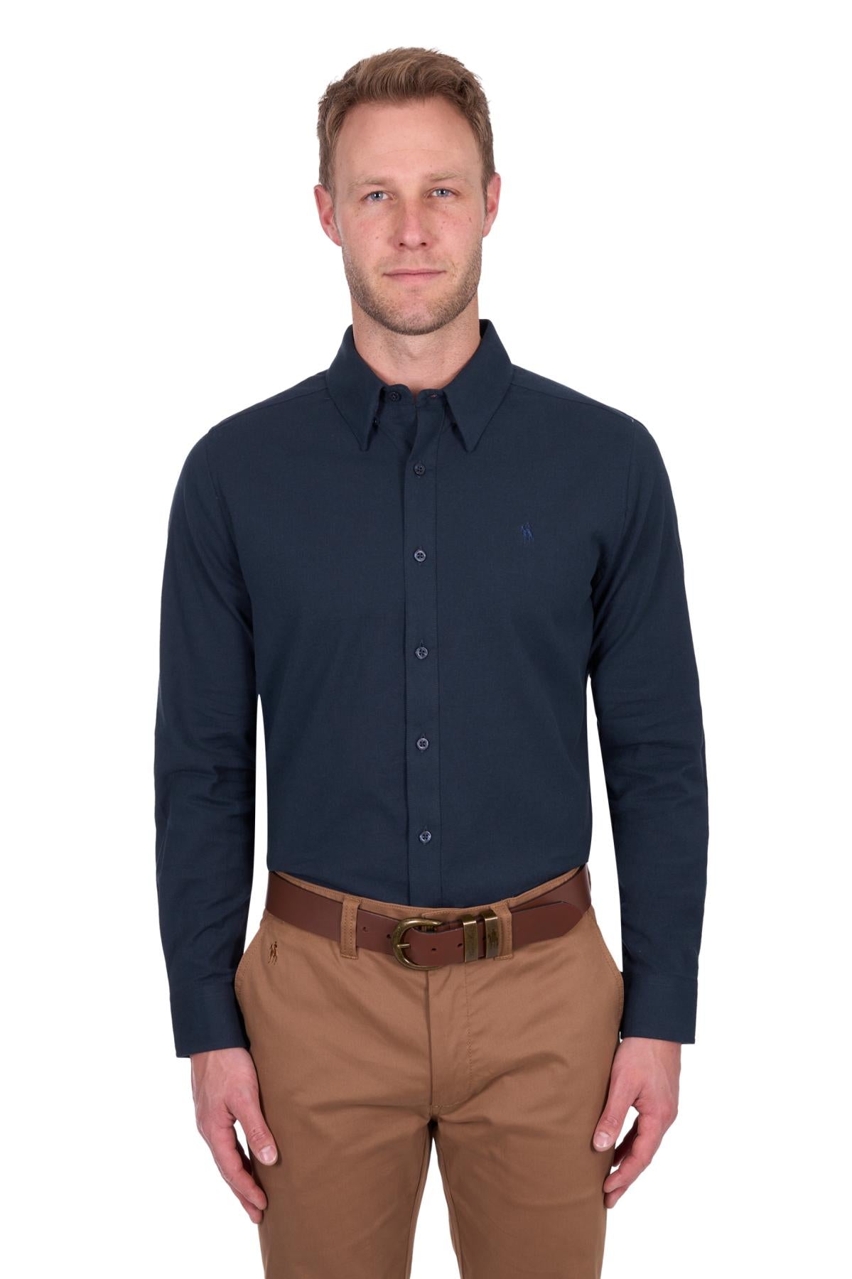 ‘Roger' Longsleeve Linen Shirt - Navy