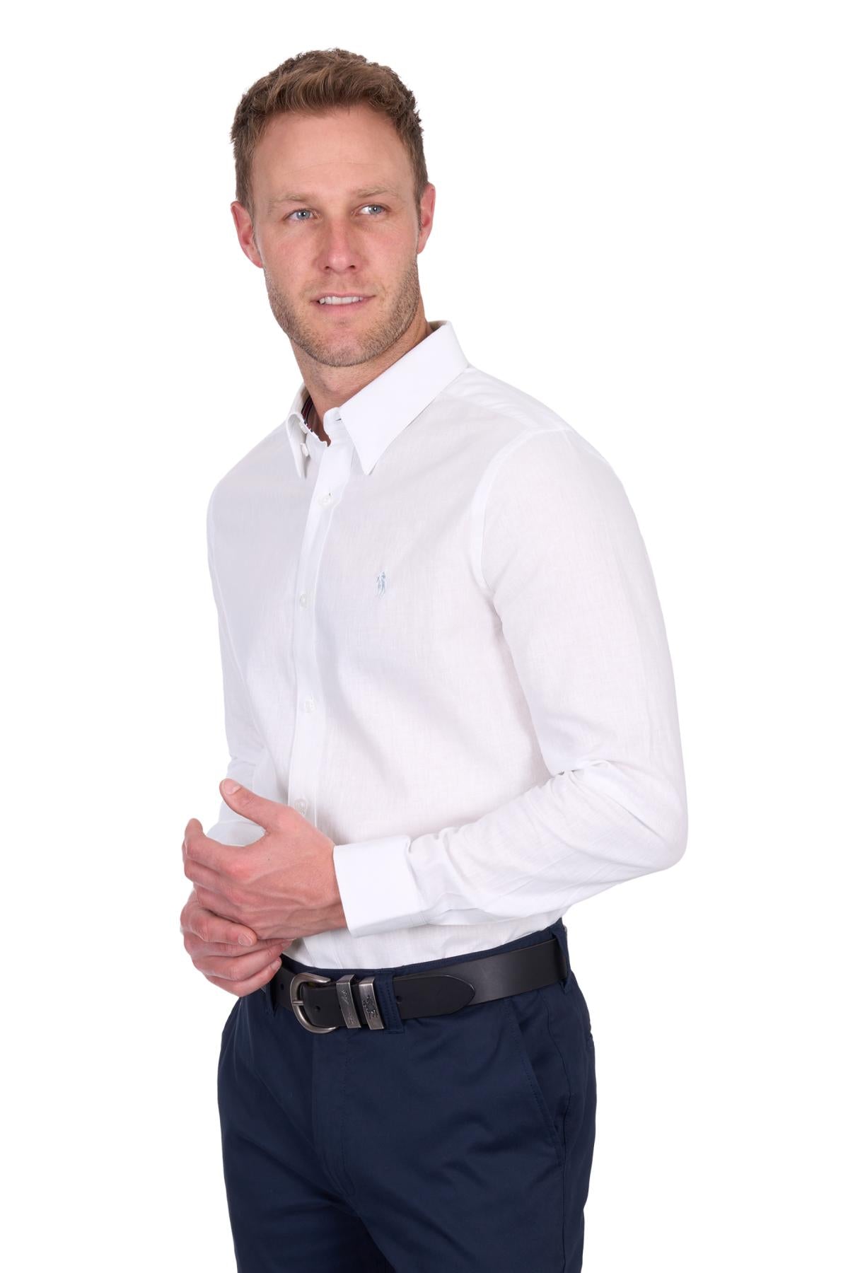 'Christopher' Longsleeve Linen Shirt - White