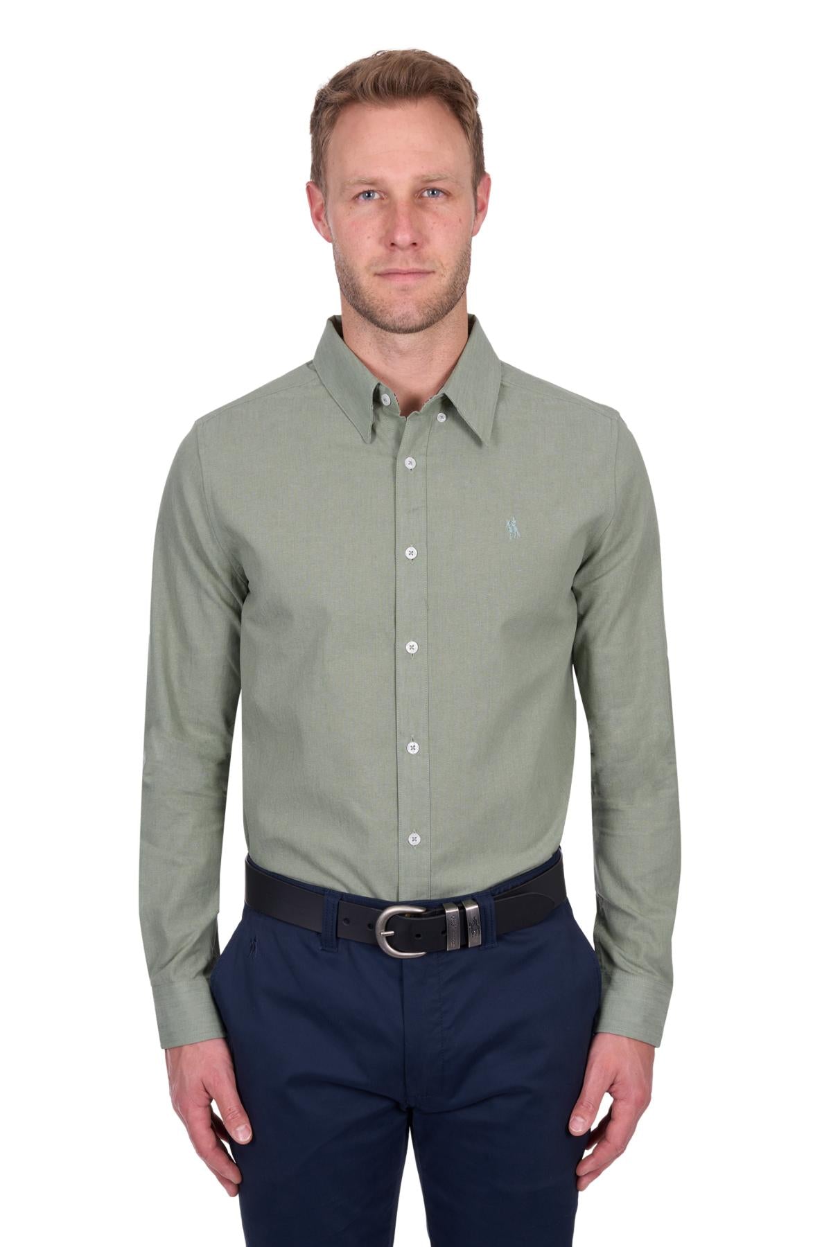 'Christopher' Longsleeve Linen Shirt - Sage