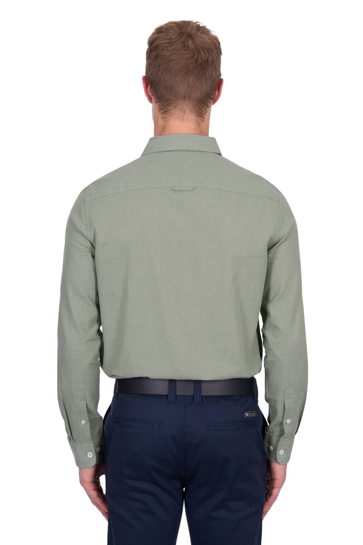 'Christopher' Longsleeve Linen Shirt - Sage
