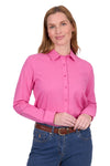 'Blake' Linen Longsleeve Shirt - Hot Pink