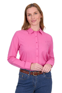 'Blake' Linen Longsleeve Shirt - Hot Pink