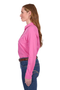 'Blake' Linen Longsleeve Shirt - Hot Pink