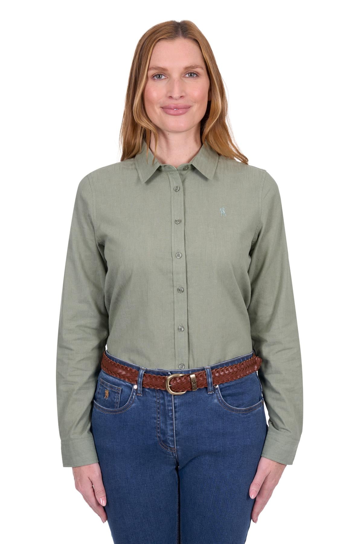 'Blake' Linen Longsleeve Shirt - Sage