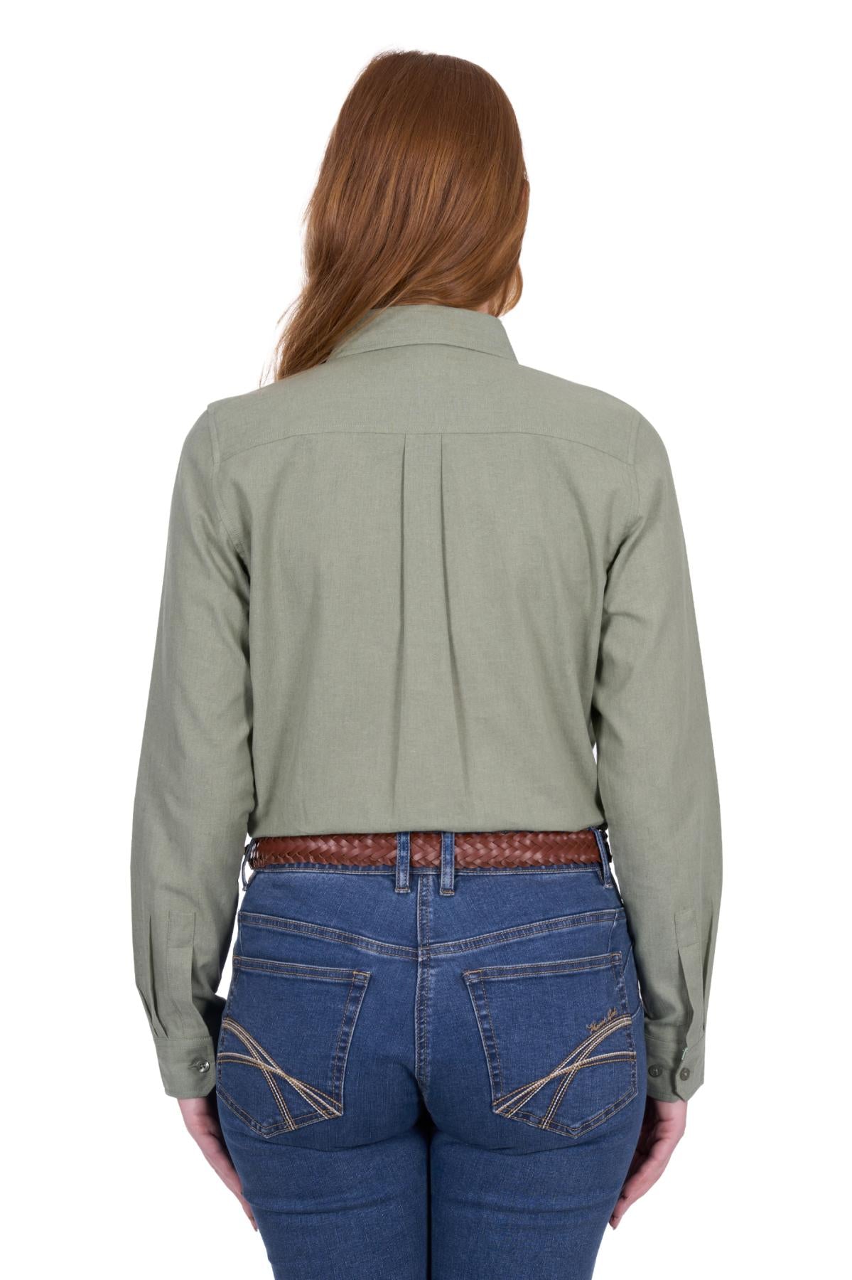 'Blake' Linen Longsleeve Shirt - Sage