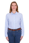 'Laura' Linen Longsleeve Stripe Shirt - Blue