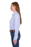 'Laura' Linen Longsleeve Stripe Shirt - Blue
