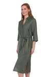 'Sasha' Linen Shirt Dress - Green