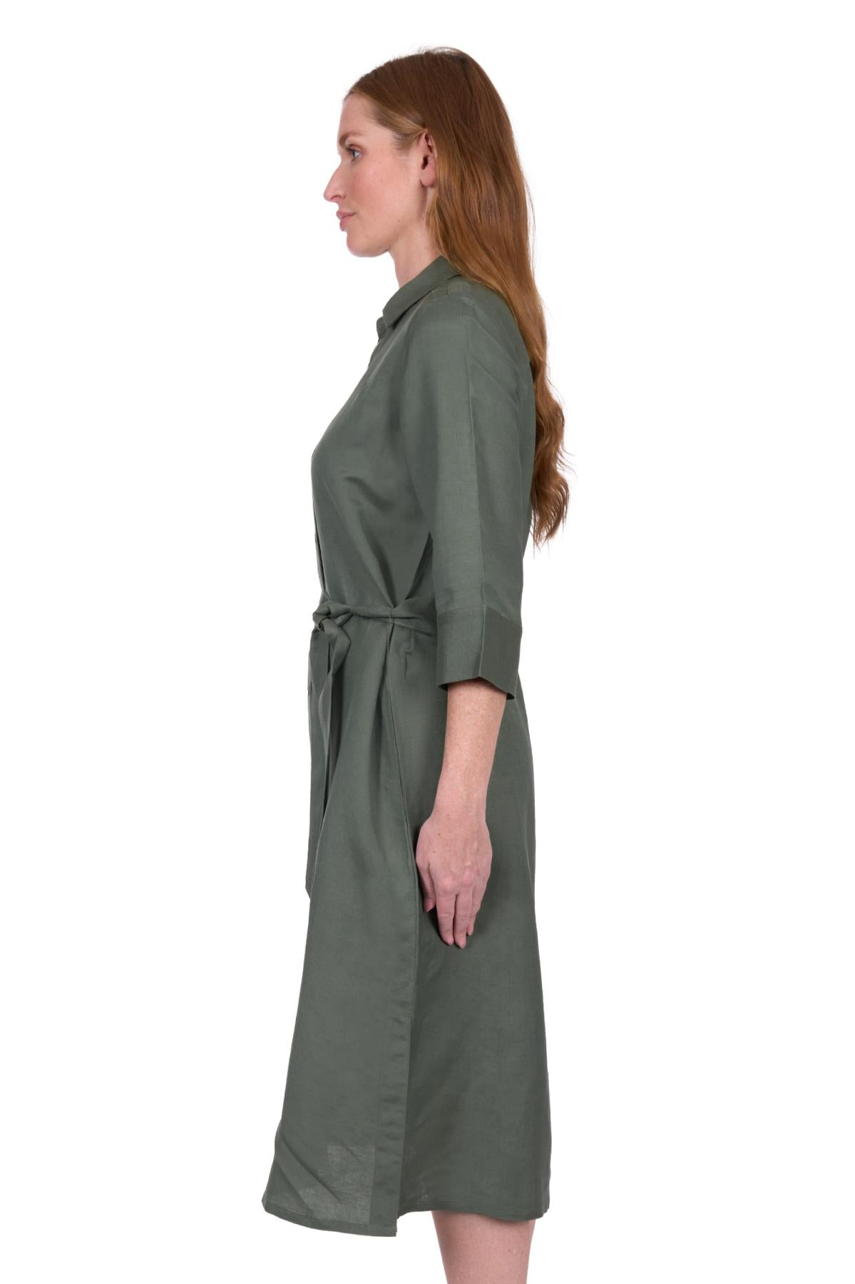 'Sasha' Linen Shirt Dress - Green