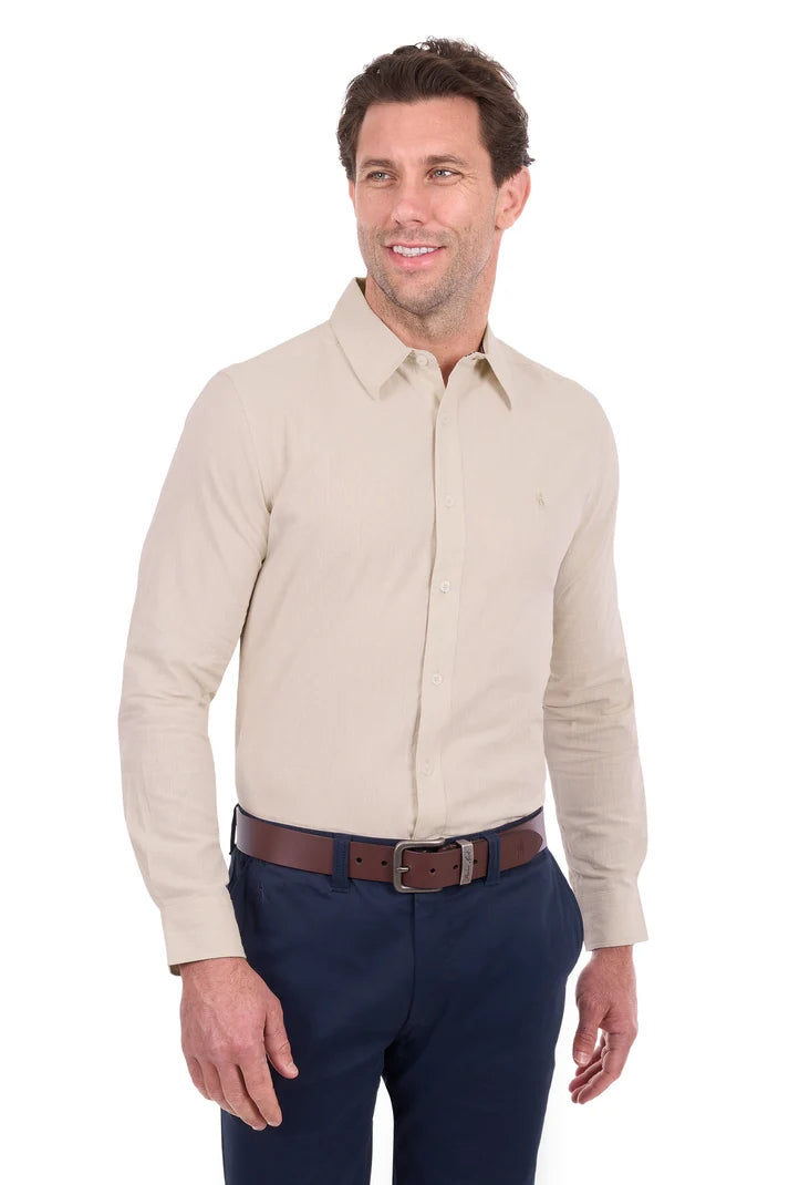 TC Mens TC Linen Longsleeve Shirt - Natural Marle