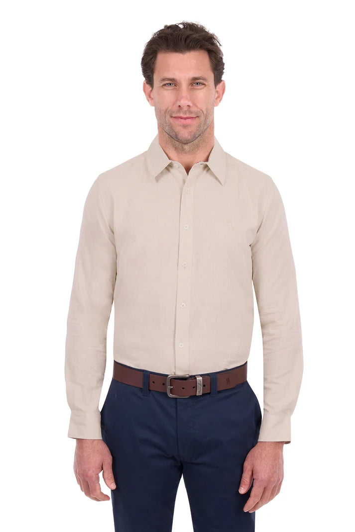 TC Mens TC Linen Longsleeve Shirt - Natural Marle