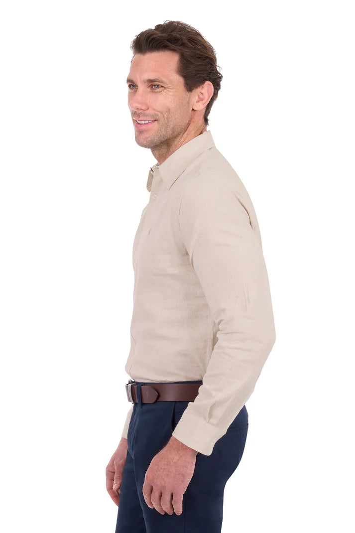 TC Mens TC Linen Longsleeve Shirt - Natural Marle