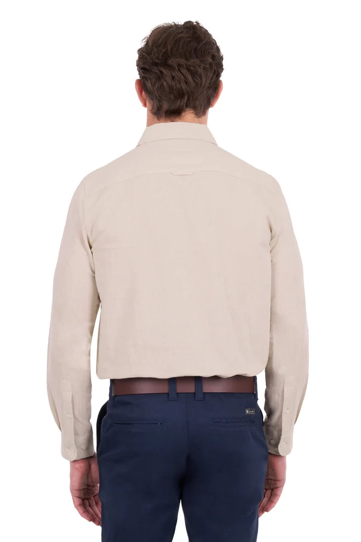 TC Mens TC Linen Longsleeve Shirt - Natural Marle