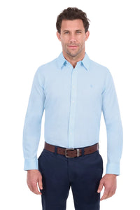 TC Mens TC Linen Longsleeve Shirt - Light Blue Marle