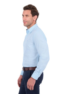 TC Mens TC Linen Longsleeve Shirt - Light Blue Marle