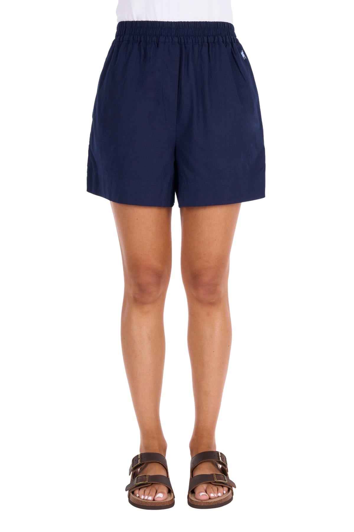 'Abby' Linen Rugger Shorts - Navy