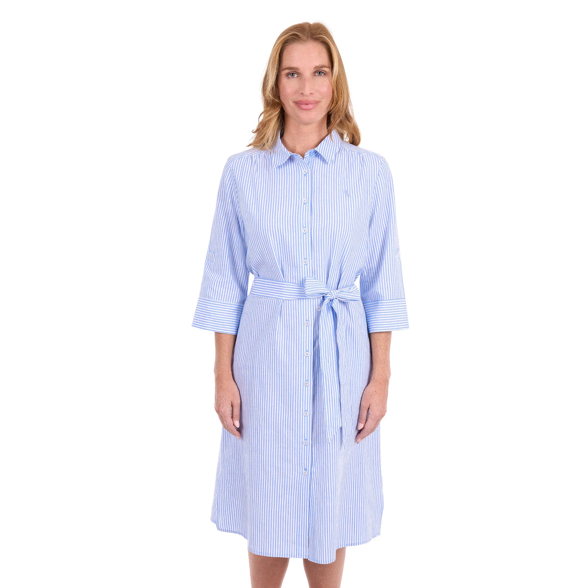'Bea' Shirt Dress - Blue/White Stripe