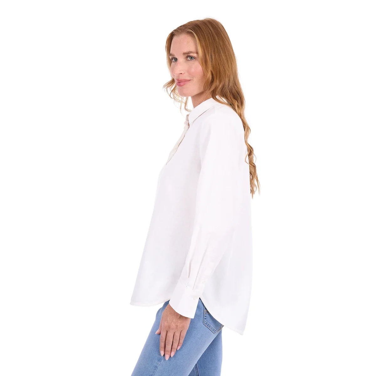 'Elvie' Linen Longsleeve Shirt - White