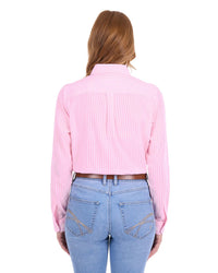 'Penny' Longsleeve Shirt - Rose Pink/White