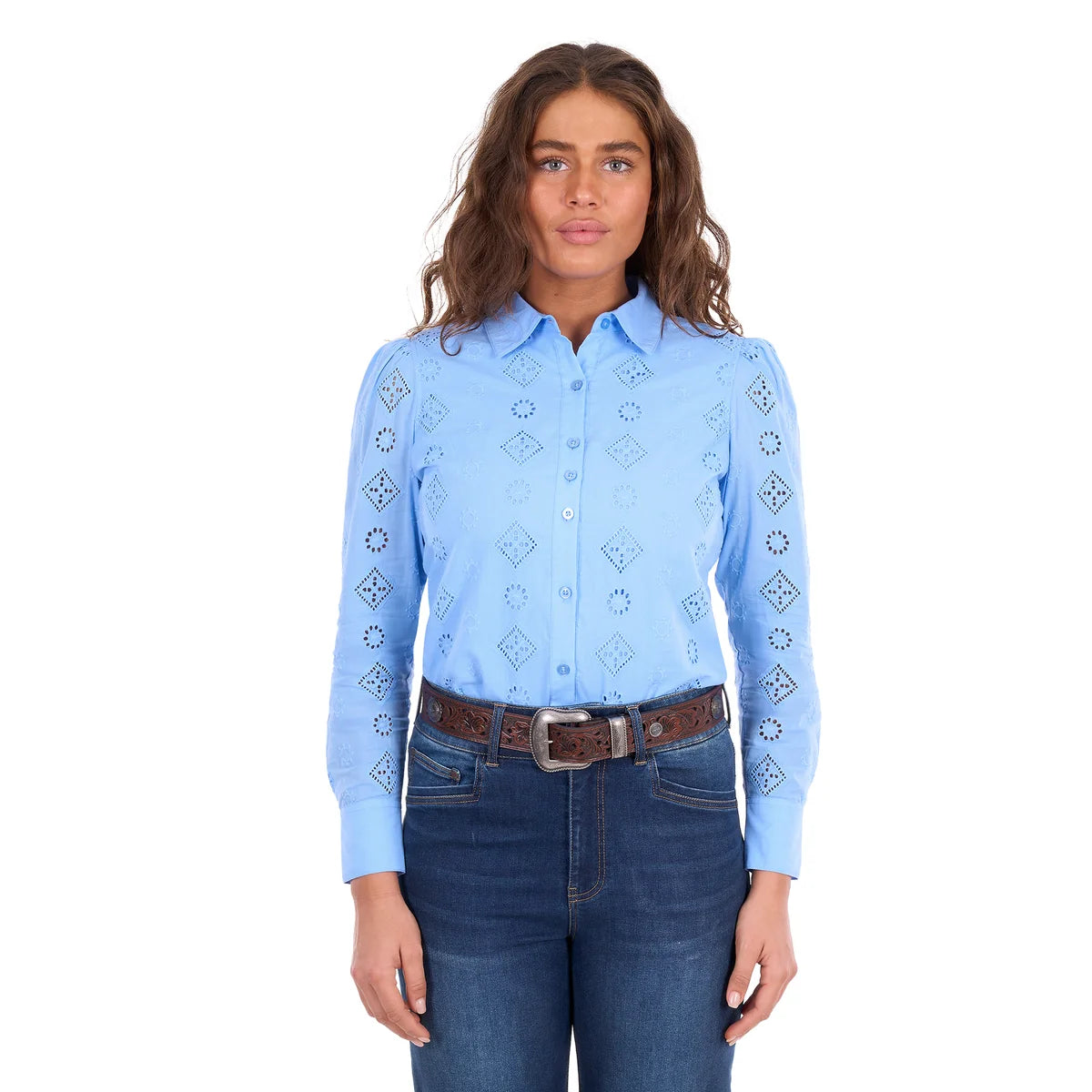 'Fleur' Longsleeve Shirt - Cornflower Blue