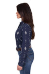 'Austin' Print Long Sleeve Shirt - Navy