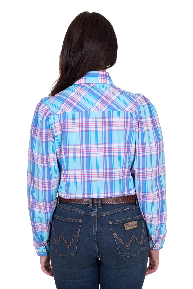 'Emily' Long Sleeve Check Shirt - Blue