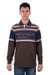 'Nico' Stripe Rugby Jumper - Navy/Brown
