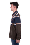 'Nico' Stripe Rugby Jumper - Navy/Brown