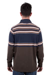 'Nico' Stripe Rugby Jumper - Navy/Brown