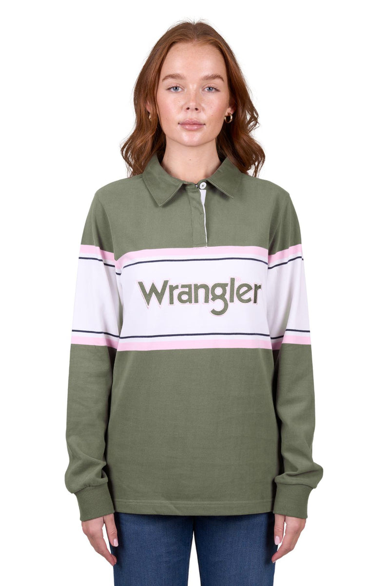 'Eliza' Stripe Rugby - Olive