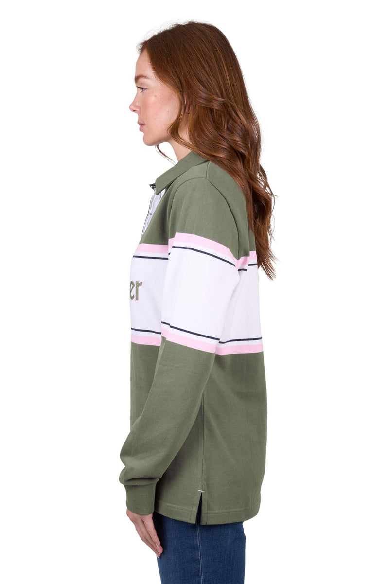 'Eliza' Stripe Rugby - Olive