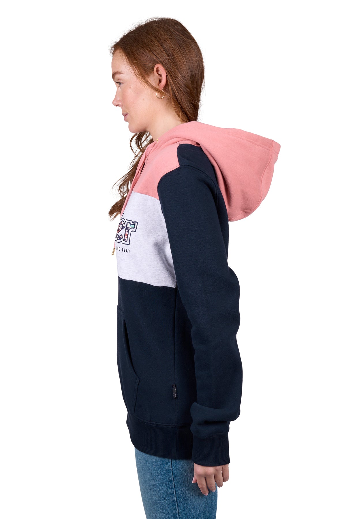 'Mindy' Pullover Hoodie - Navy/Pink