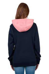'Mindy' Pullover Hoodie - Navy/Pink