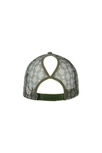 'Petra' High Profile Ponytail Trucker Cap - Olive