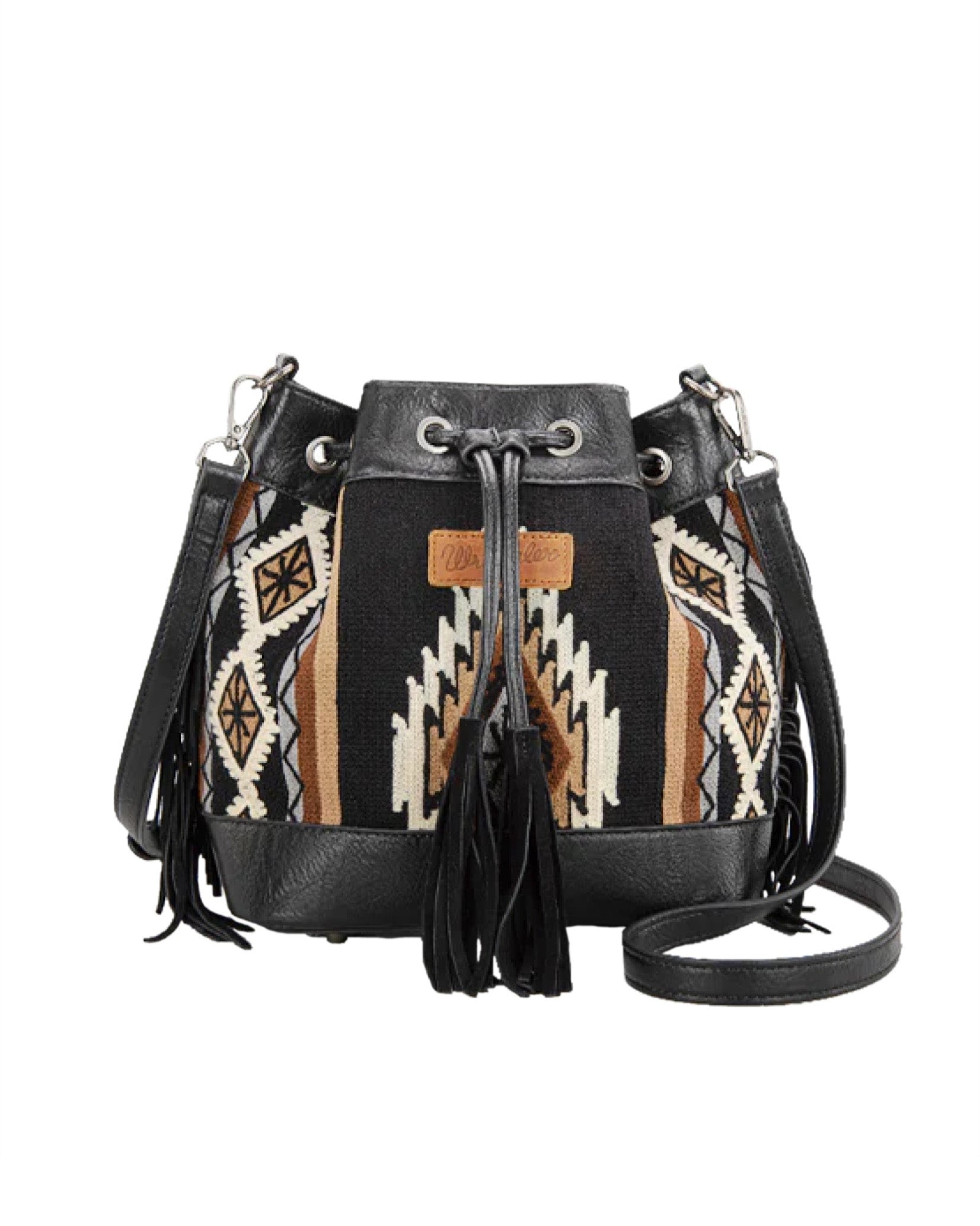 Wrangler 'Maya' Aztec Bucket Bag - Black
