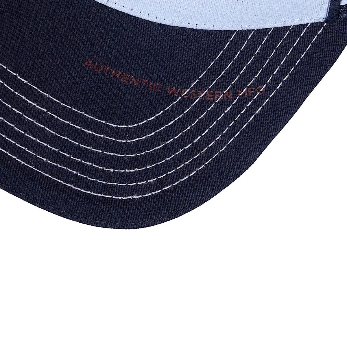 'Hank' High Profile Trucker Cap - Navy/Light Blue