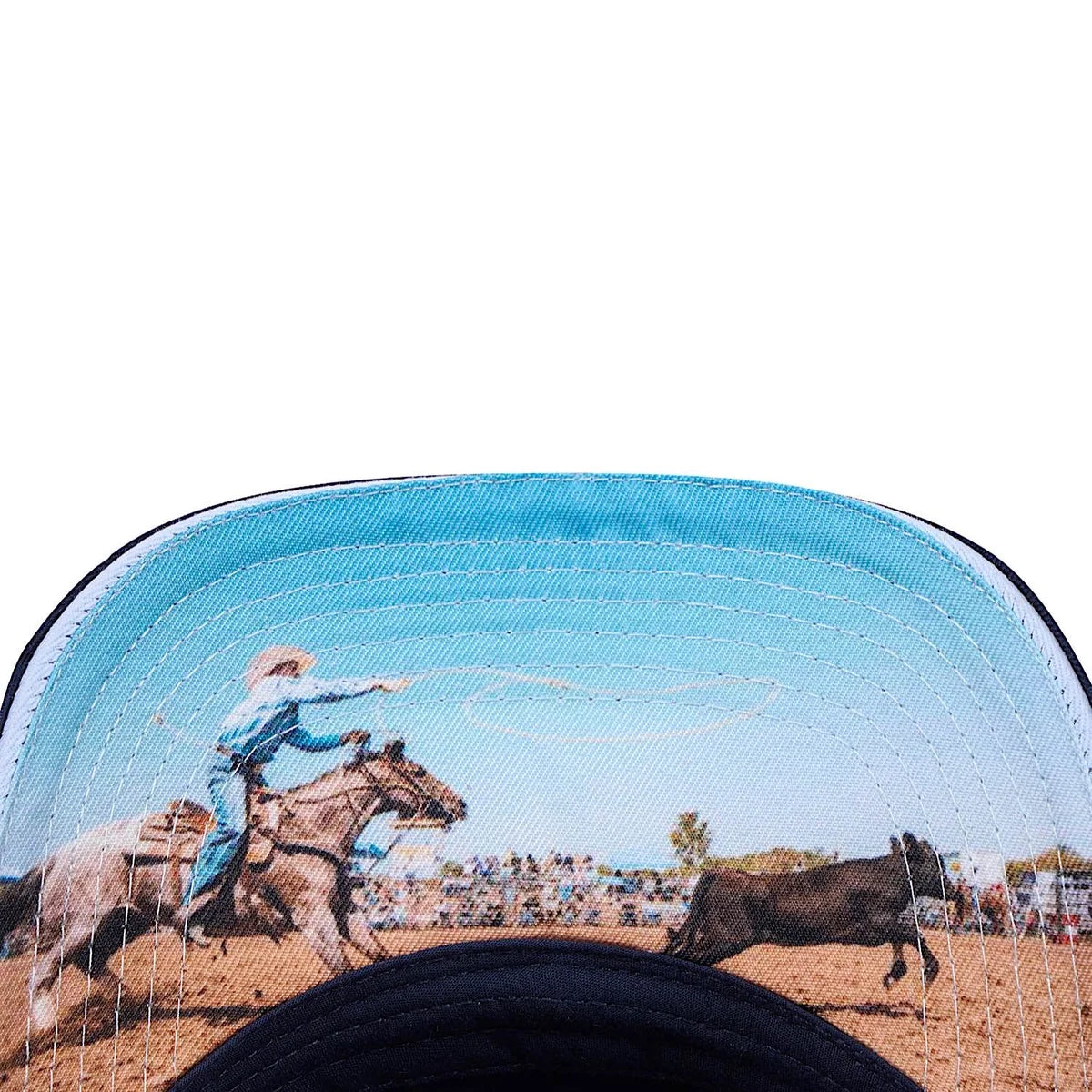 'Hank' High Profile Trucker Cap - Navy/Light Blue