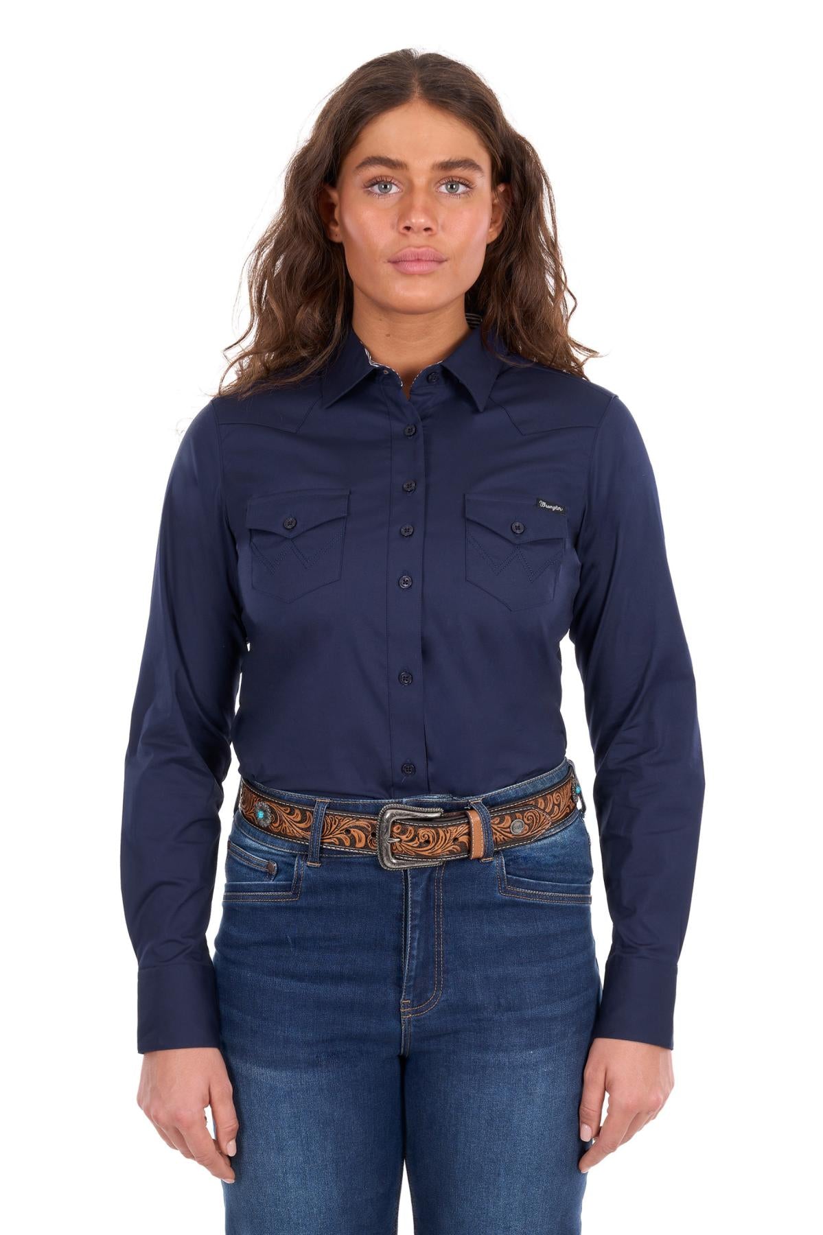 'Hazel' Longsleeve Shirt - Navy