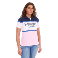 'Maeve' Stripe Polo Shirt - Pink/Navy